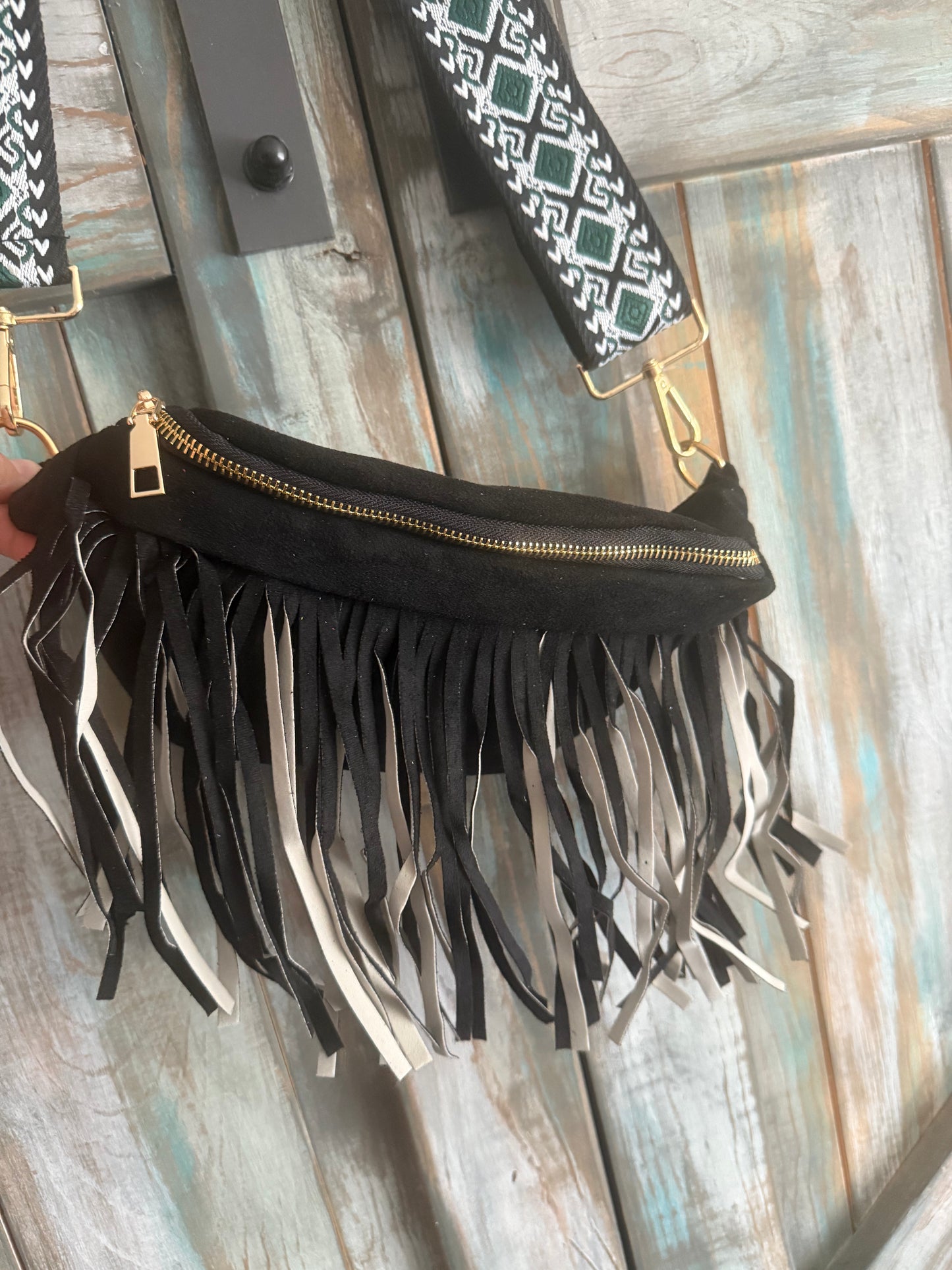 Black Fringe Fanny Bag