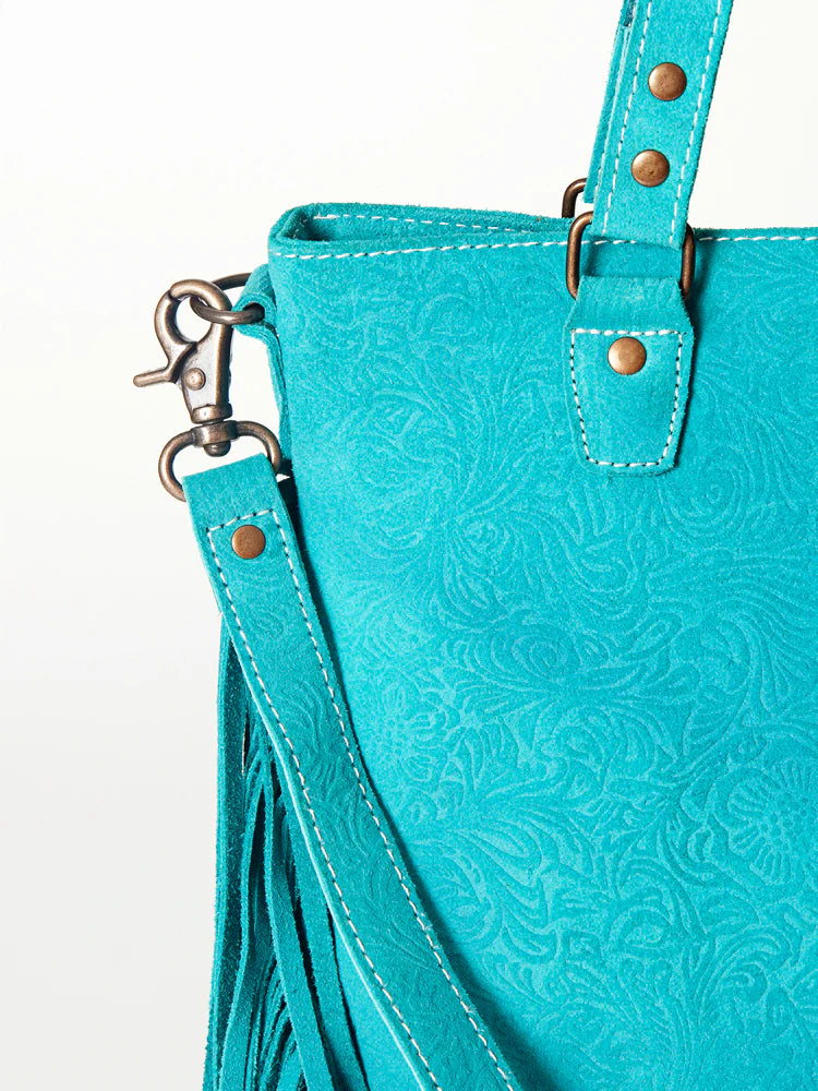 Turquoise Fringe Tote