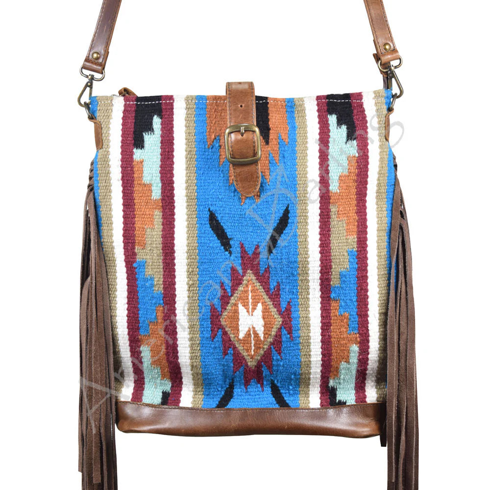 Wool saddle blanket crossbody