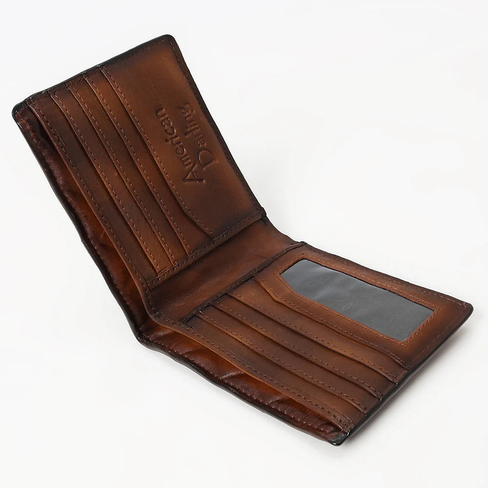 Quilted Tan Leather Bifold Wallet