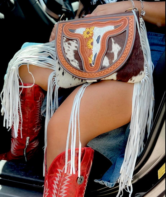 Lovely Longhorn Yellow Crossbody