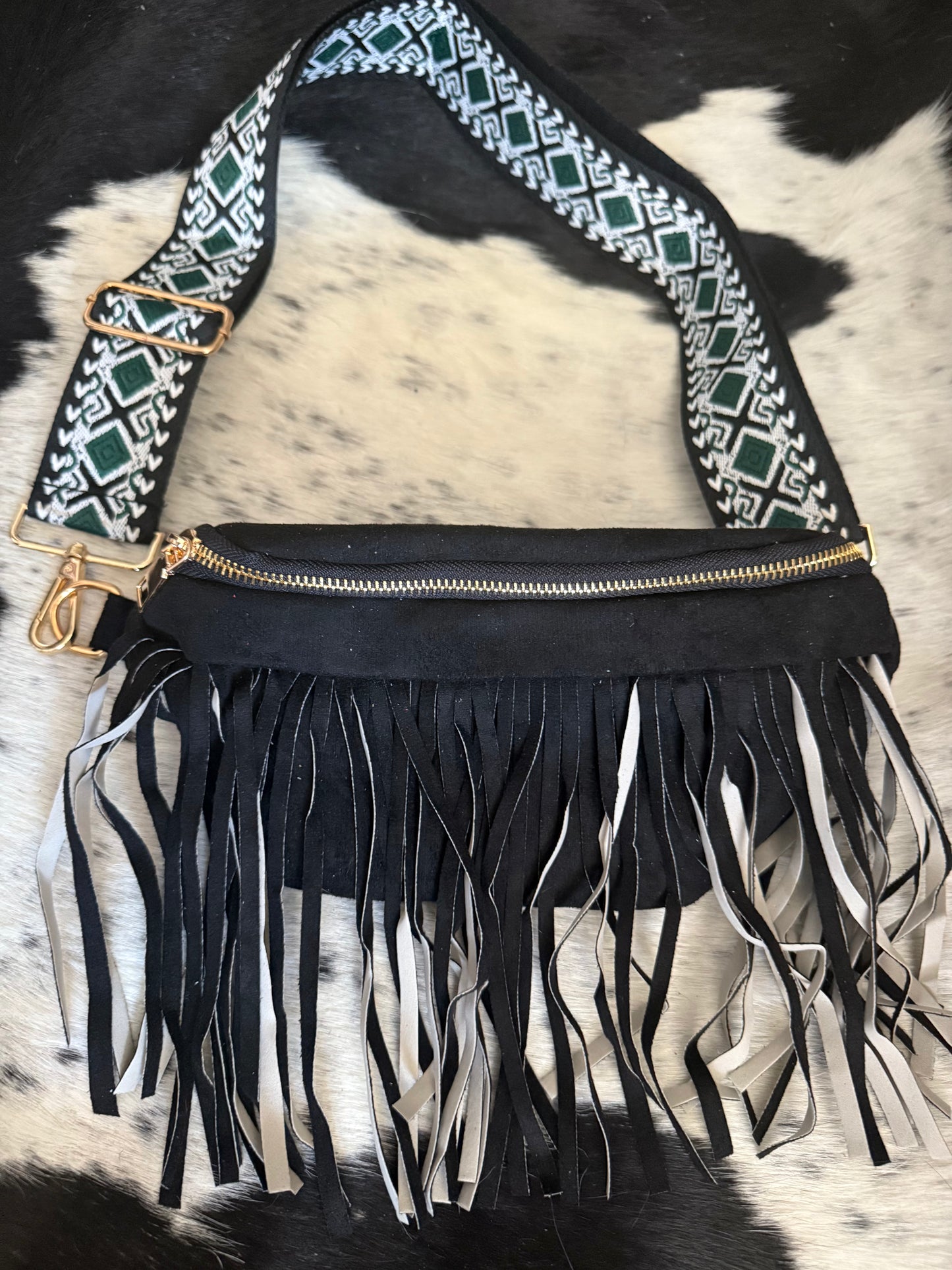 Black Fringe Fanny Bag