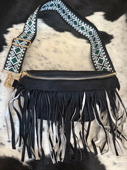 Black Fringe Fanny Bag