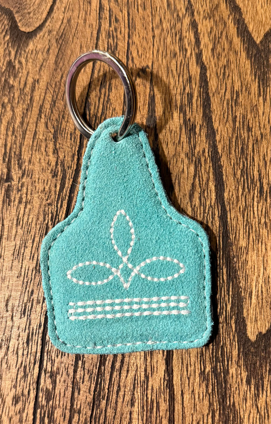 Turquoise Boot stitch keychain