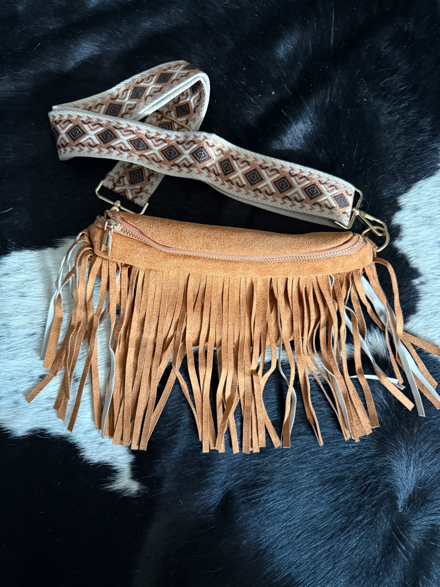 Brown Fringe Fanny Bag