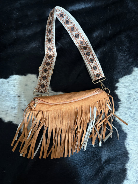 Brown Fringe Fanny Bag