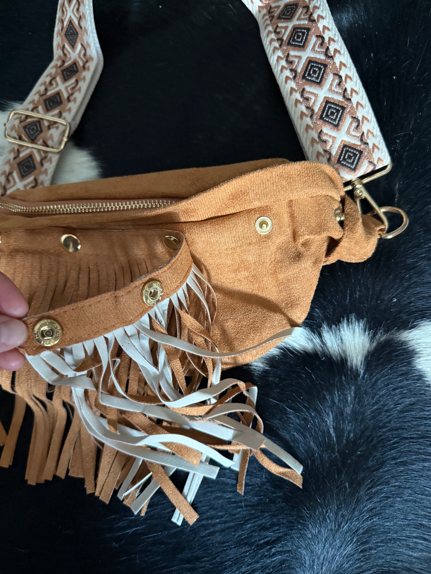 Brown Fringe Fanny Bag