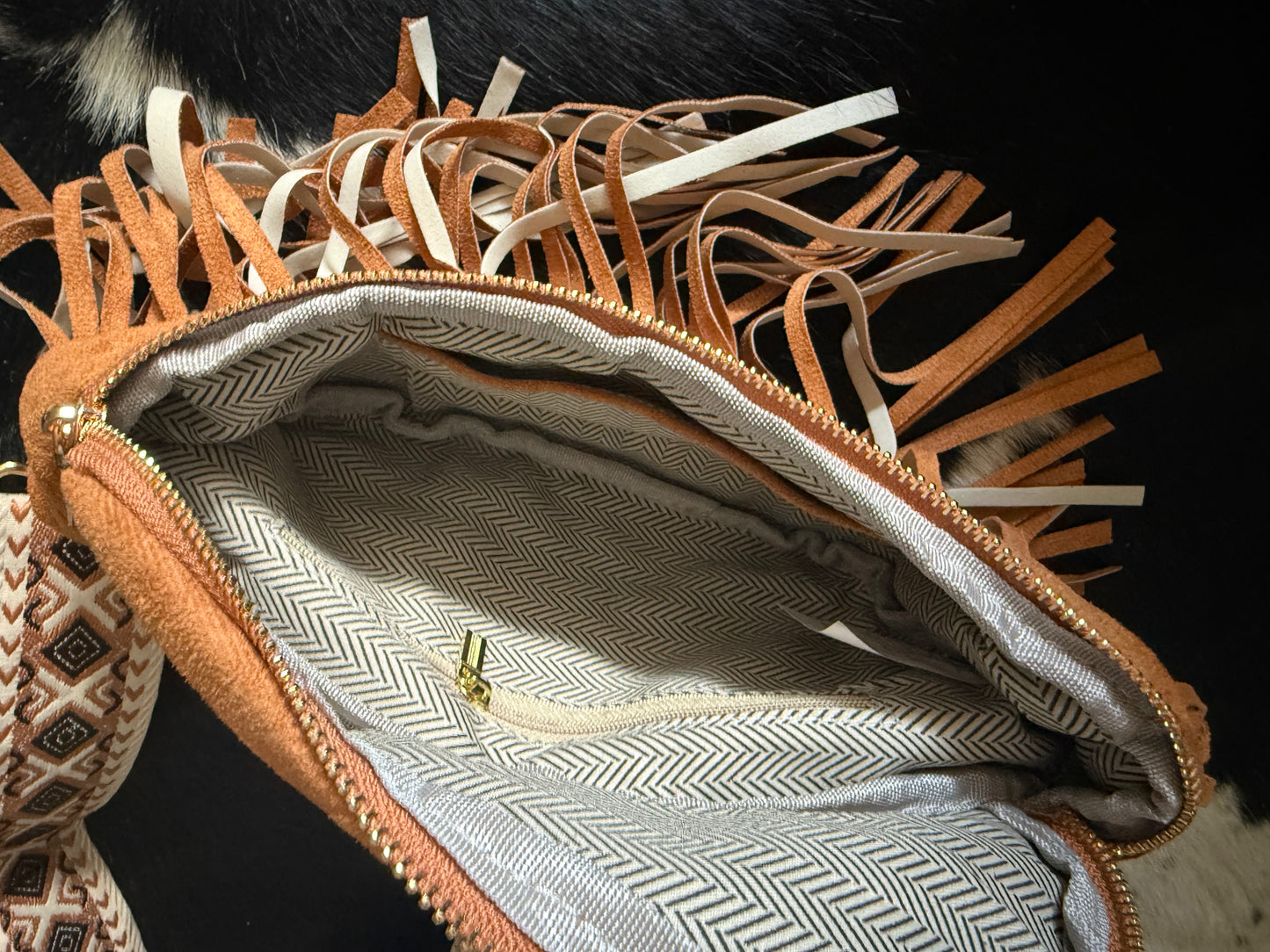 Brown Fringe Fanny Bag