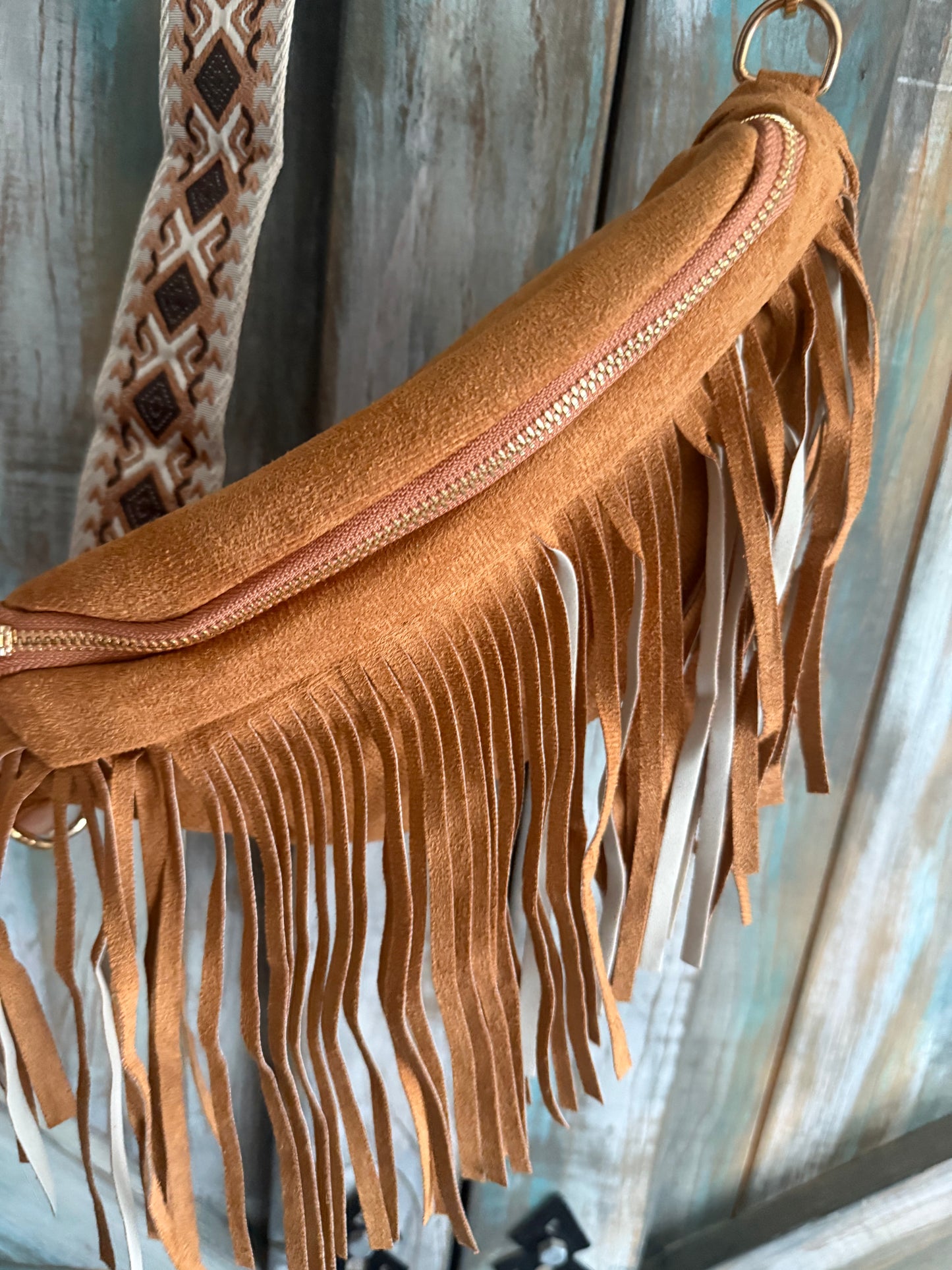 Brown Fringe Fanny Bag