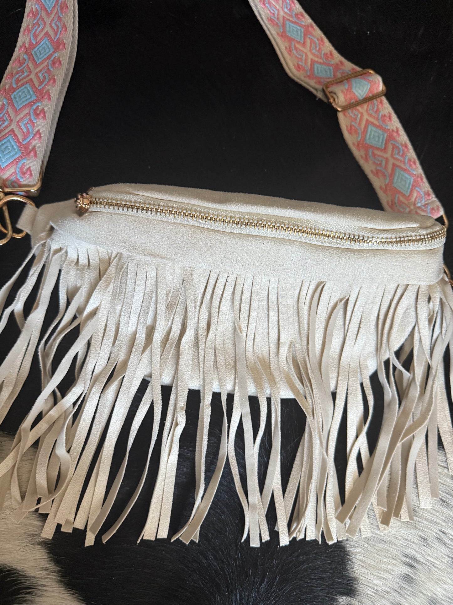 Ivory Fringe Fanny Bag