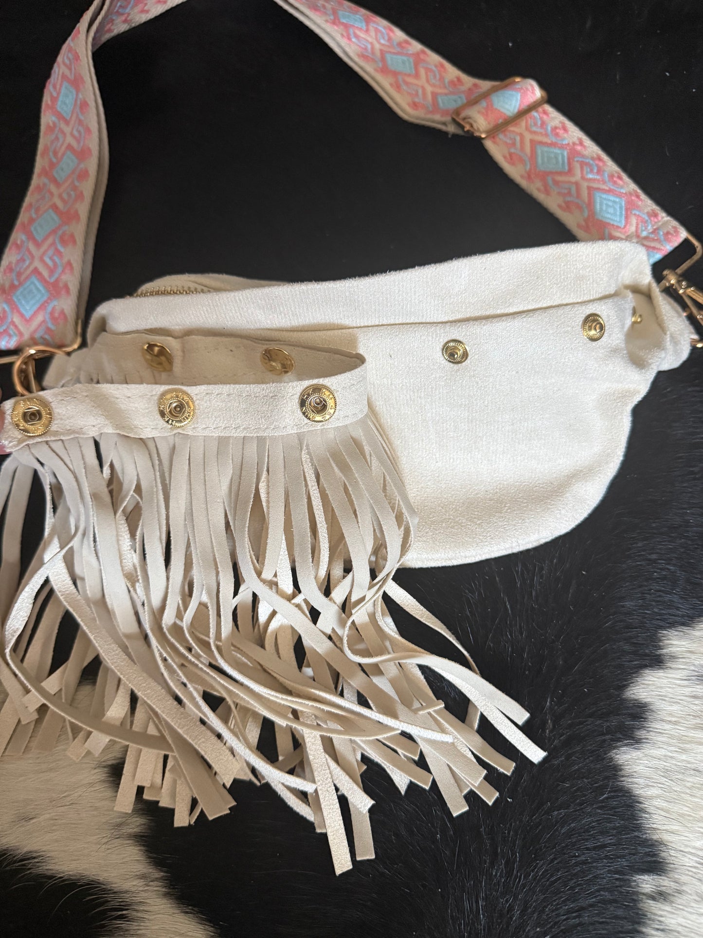 Ivory Fringe Fanny Bag