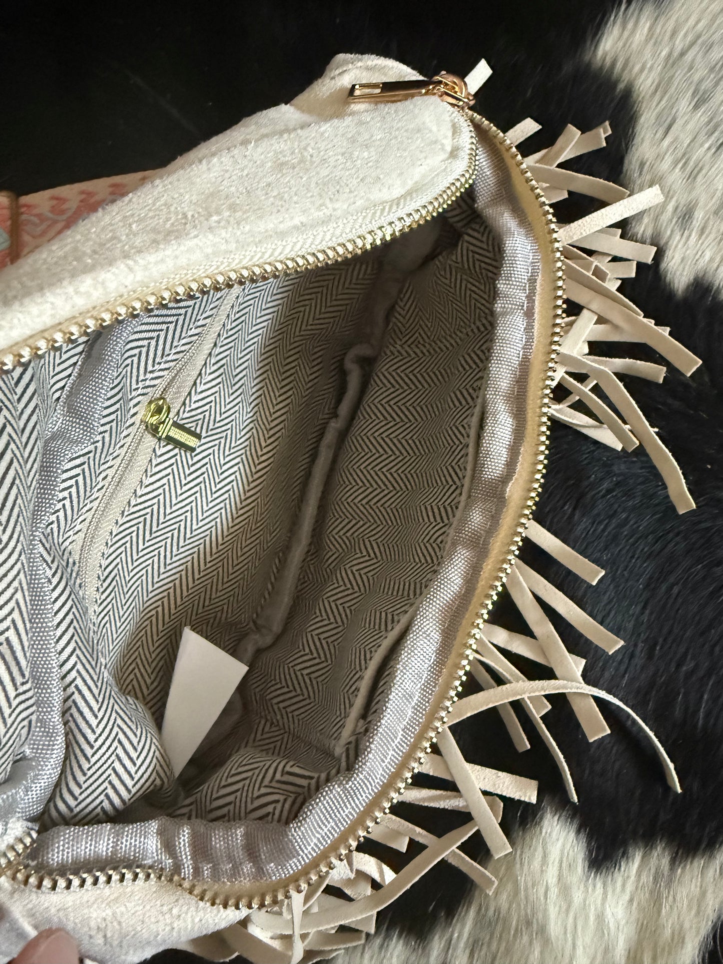Ivory Fringe Fanny Bag