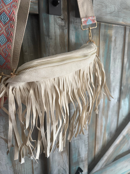 Ivory Fringe Fanny Bag