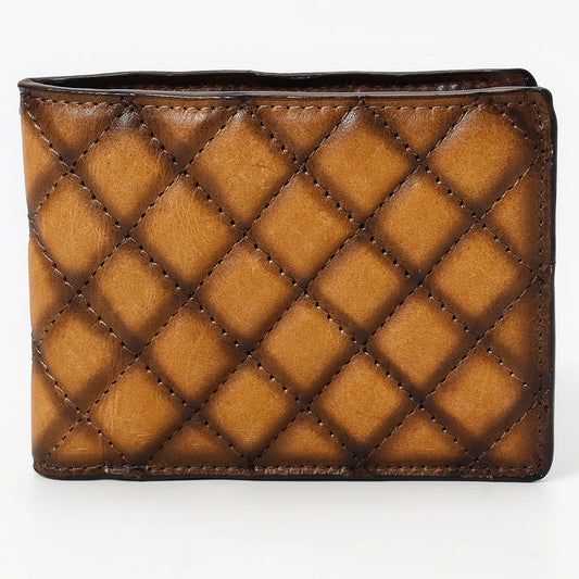 Quilted Tan Leather Bifold Wallet