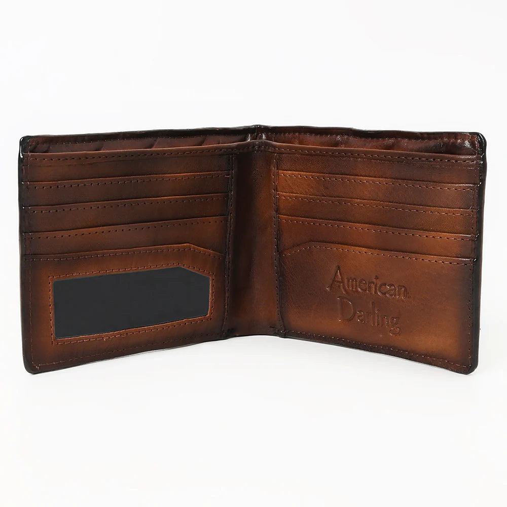 Quilted Tan Leather Bifold Wallet